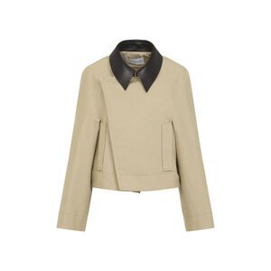 GIVENCHY Cropped Jacket with Leather Collar Women NUDE & NEUTRALS Coats &